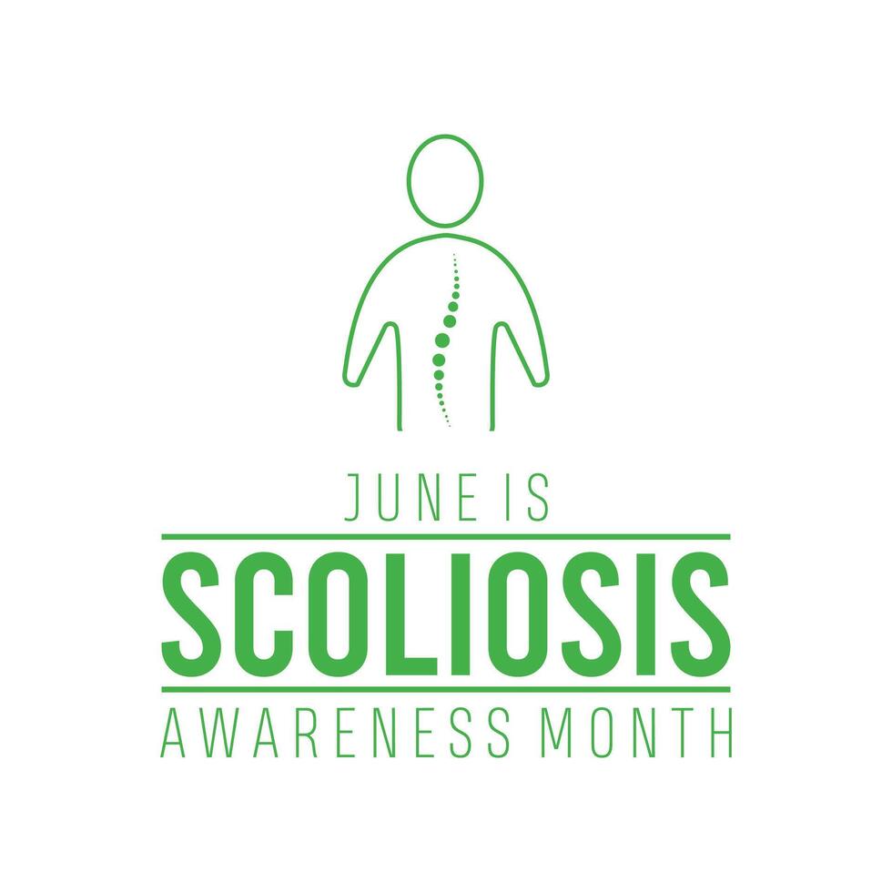Scoliosis Awareness Month every year in June. Template for background, banner, card, poster with text inscription. vector