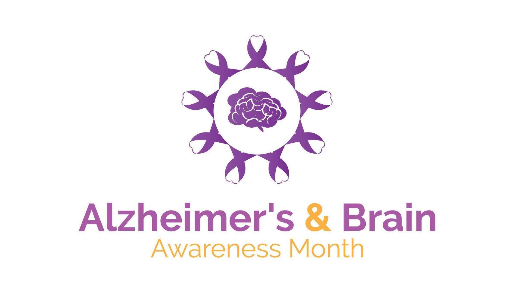 Alzheimer's and brain awareness month observed every year in June. Template for background, banner, card, poster with text inscription. vector