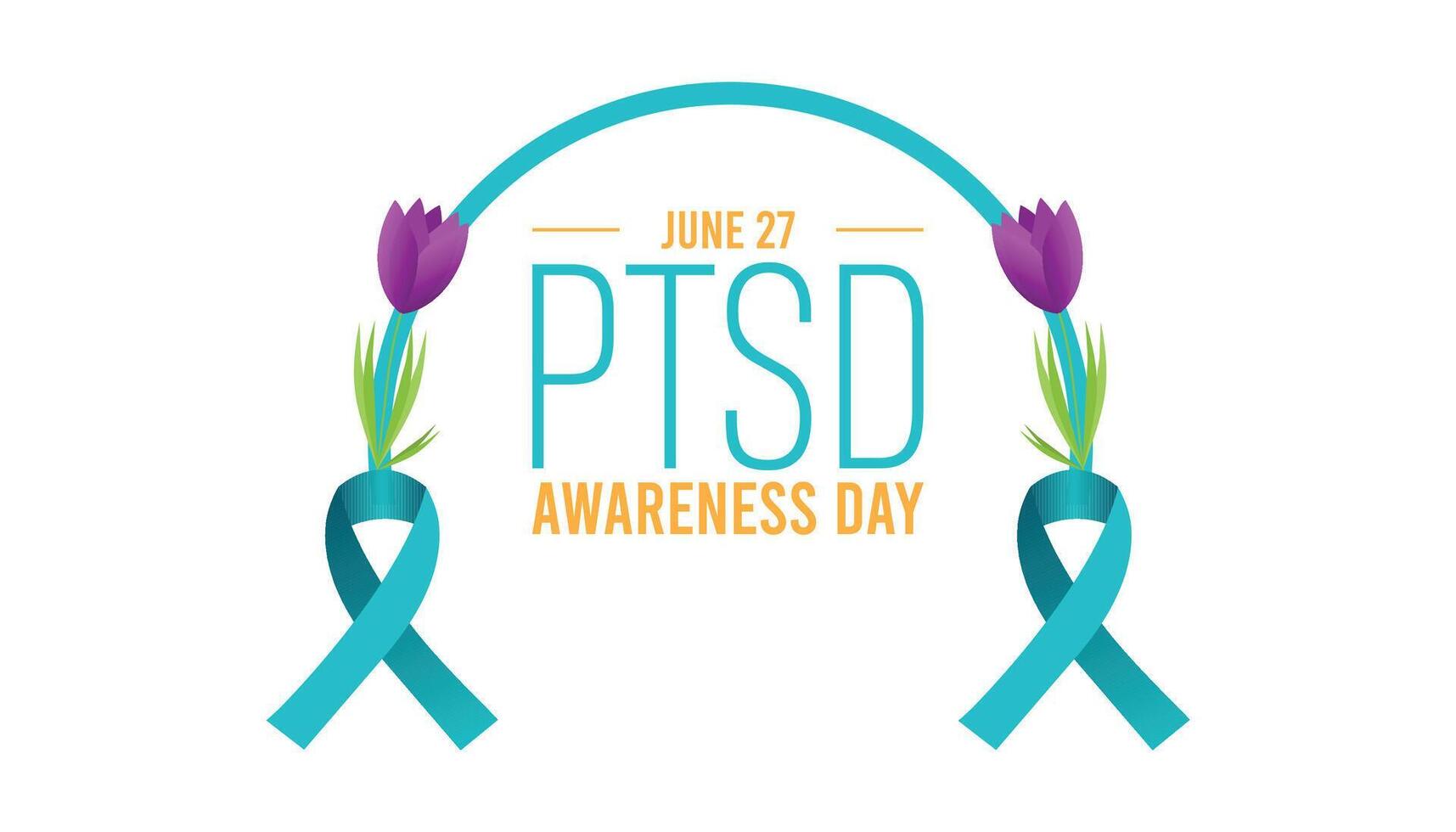 National PTSD Awareness day observed every year in June. Template for background, banner, card, poster with text inscription. vector