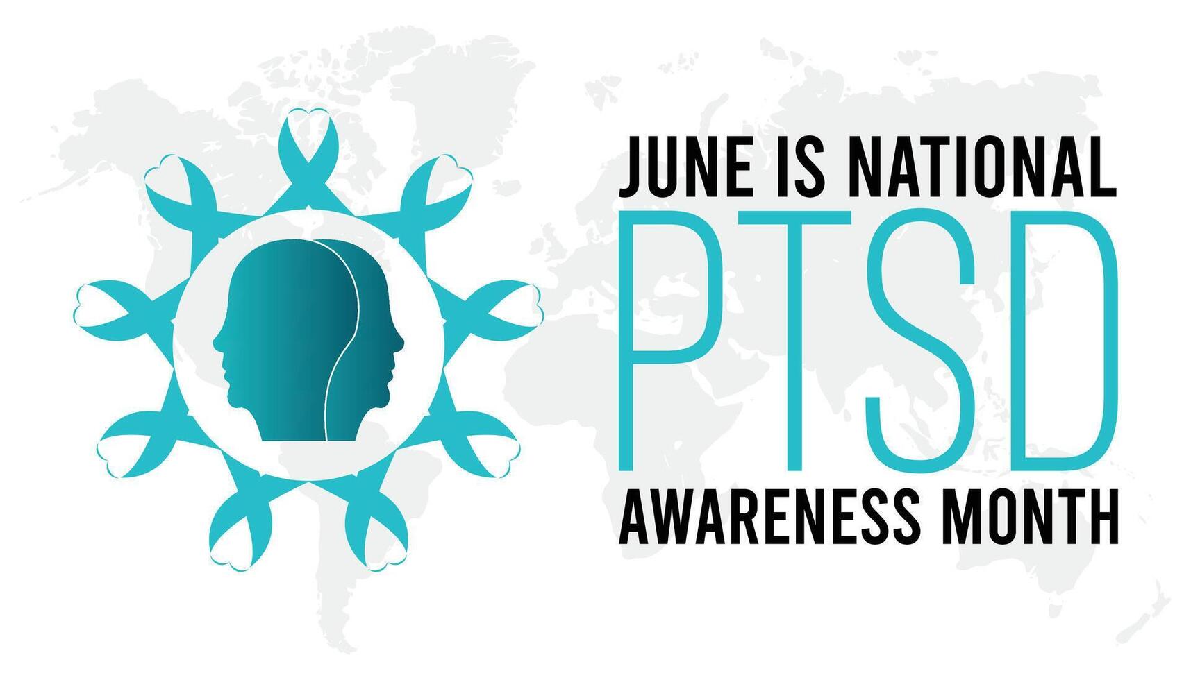 nacional ptsd conciencia mes observado cada año en junio. modelo para fondo, bandera, tarjeta, póster con texto inscripción. vector