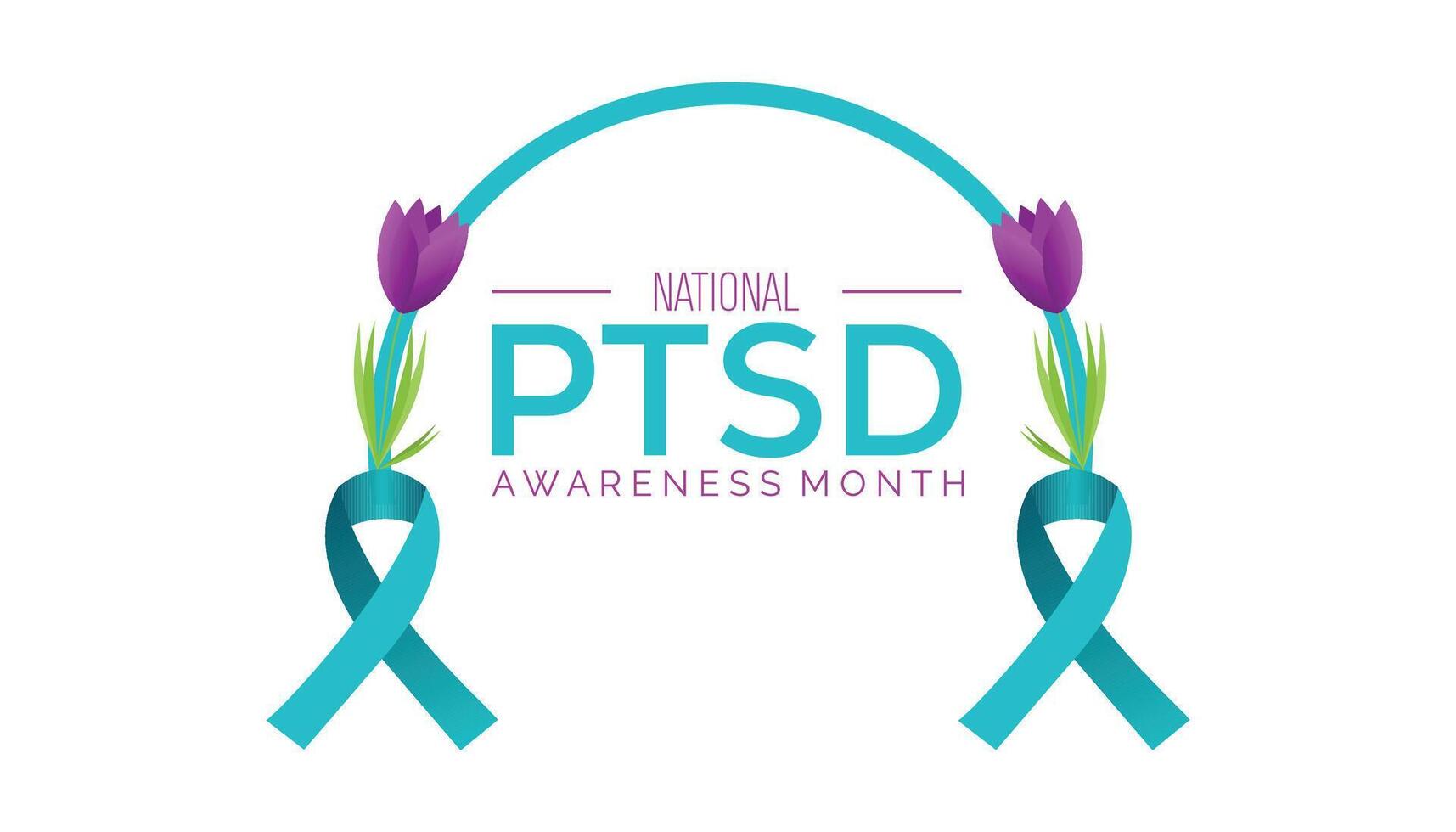 National PTSD Awareness Month observed every year in June. Template for background, banner, card, poster with text inscription. vector