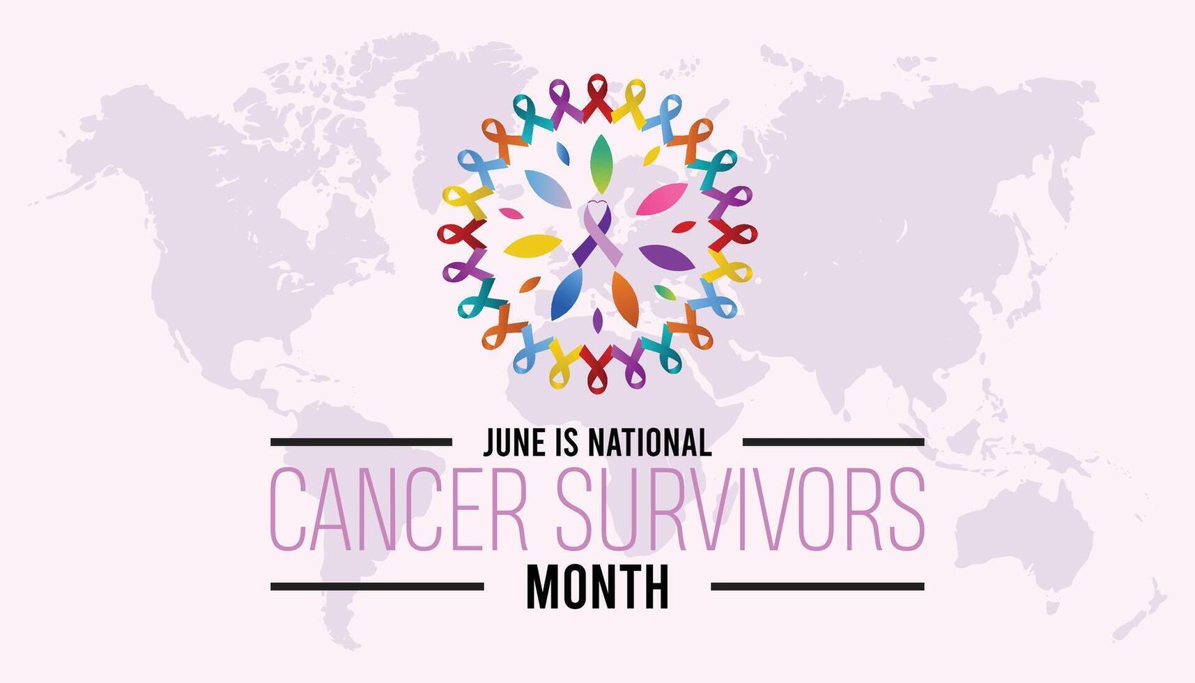 National Cancer Survivors Month observed every year in June. Template for background, banner, card, poster with text inscription. vector