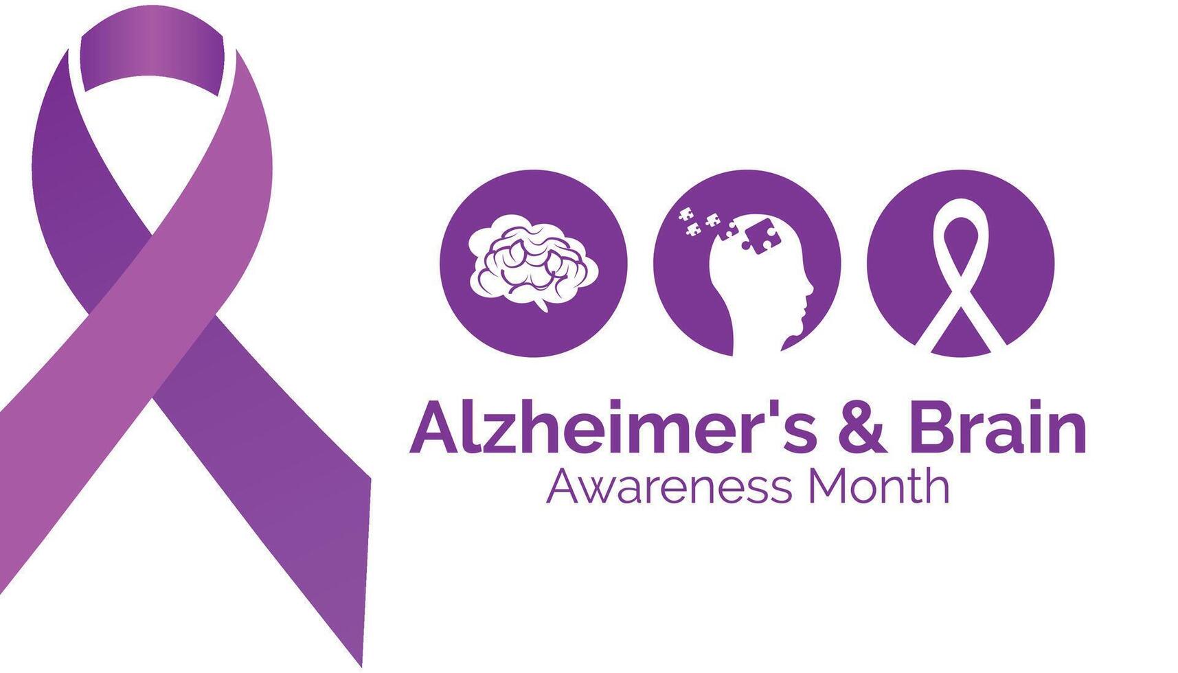 Alzheimer's and brain awareness month observed every year in June. Template for background, banner, card, poster with text inscription. vector