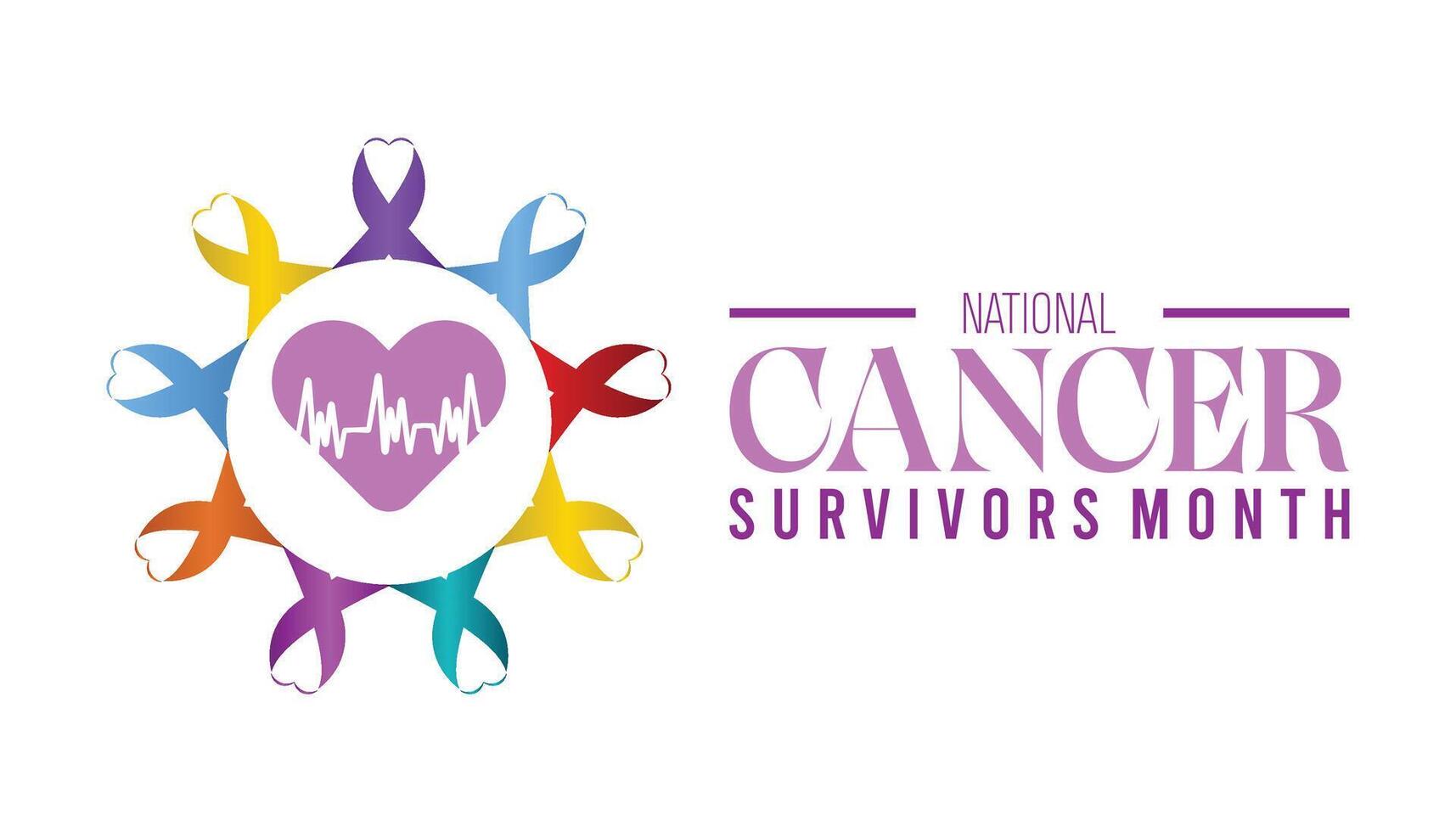 National Cancer Survivors Month observed every year in June. Template for background, banner, card, poster with text inscription. vector