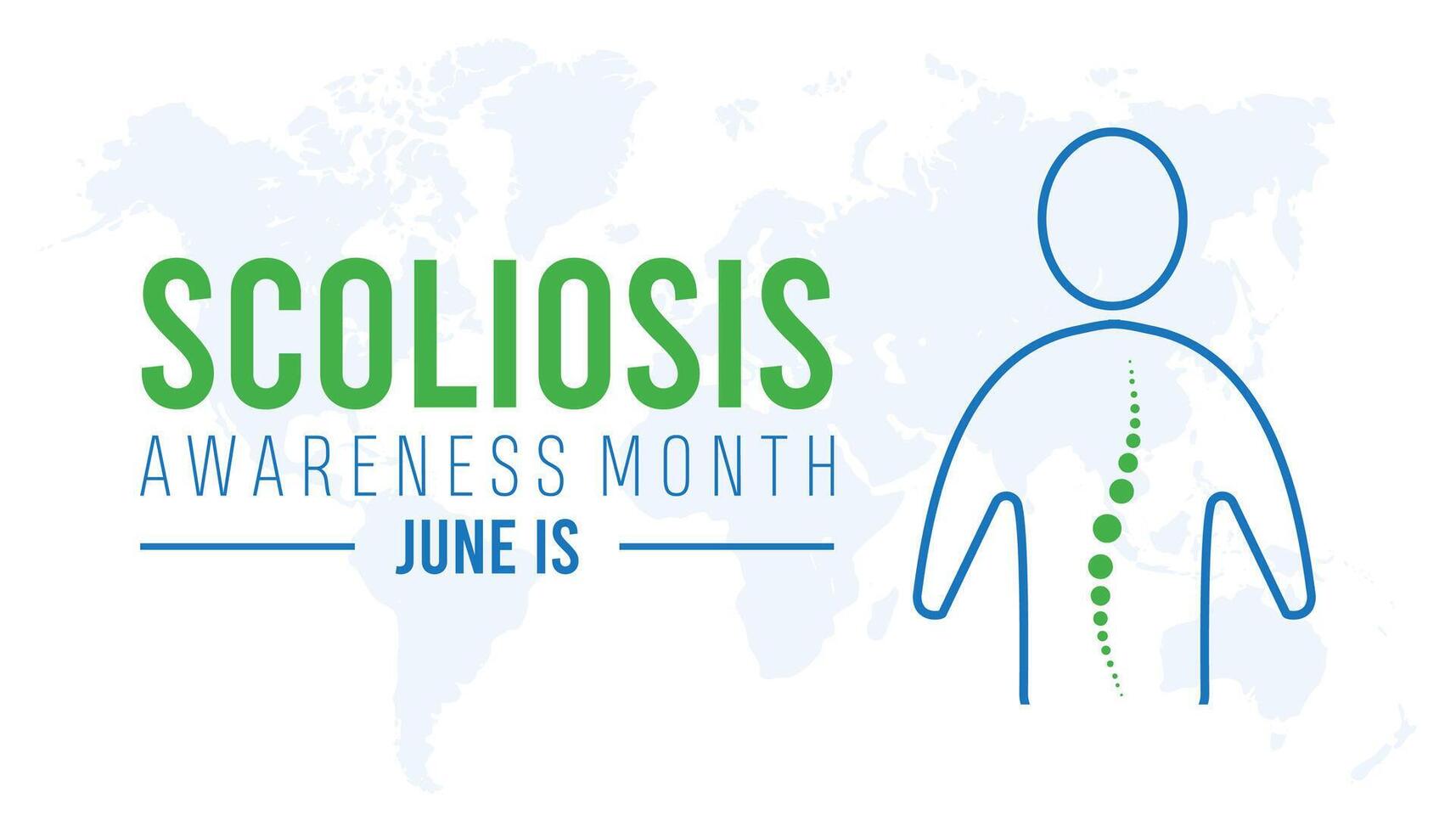 Scoliosis Awareness Month every year in June. Template for background, banner, card, poster with text inscription. vector