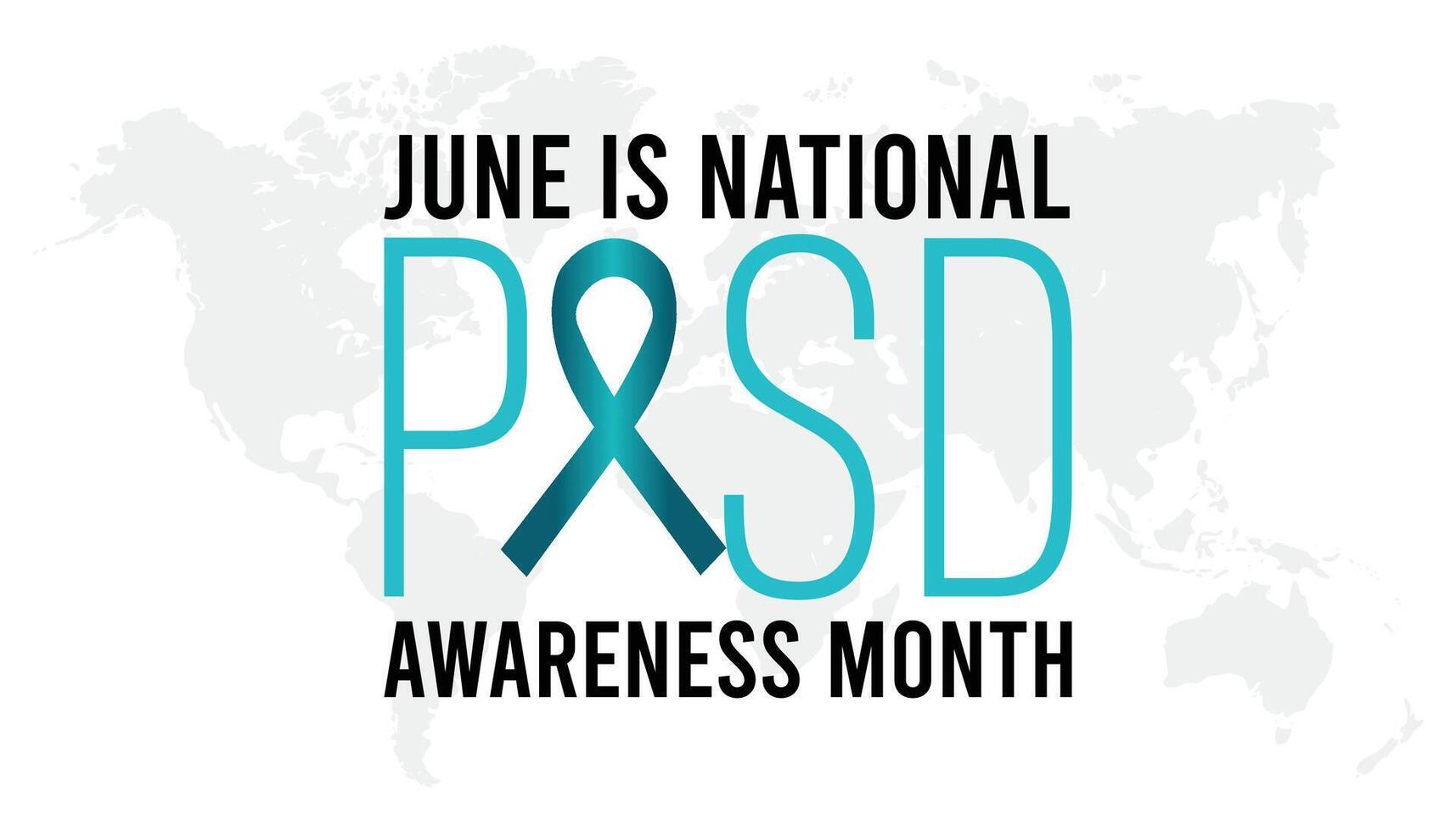 National PTSD Awareness Month observed every year in June. Template for background, banner, card, poster with text inscription. vector