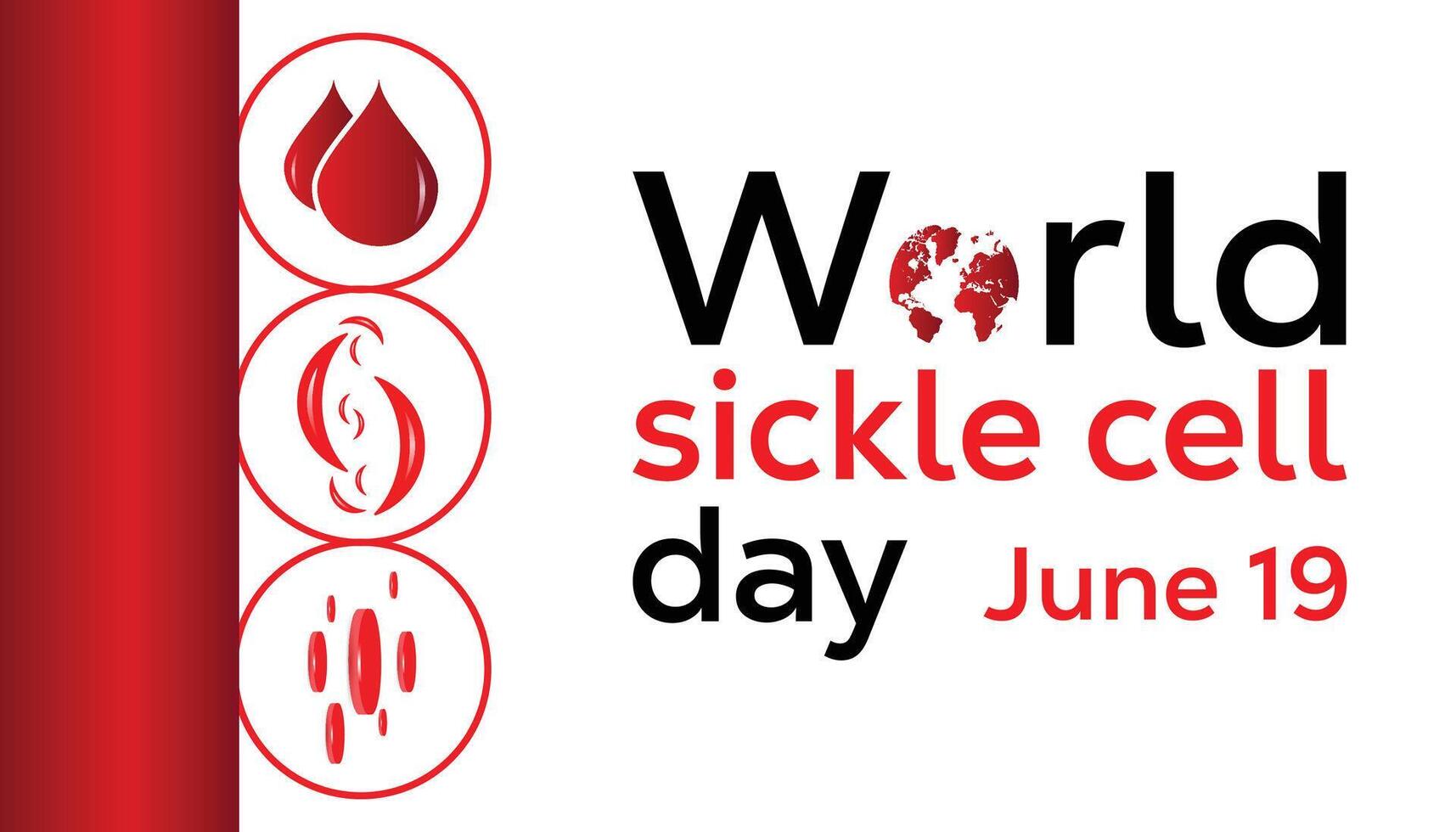 World Sickle Cell day observed every year in June. Template for background, banner, card, poster with text inscription. vector