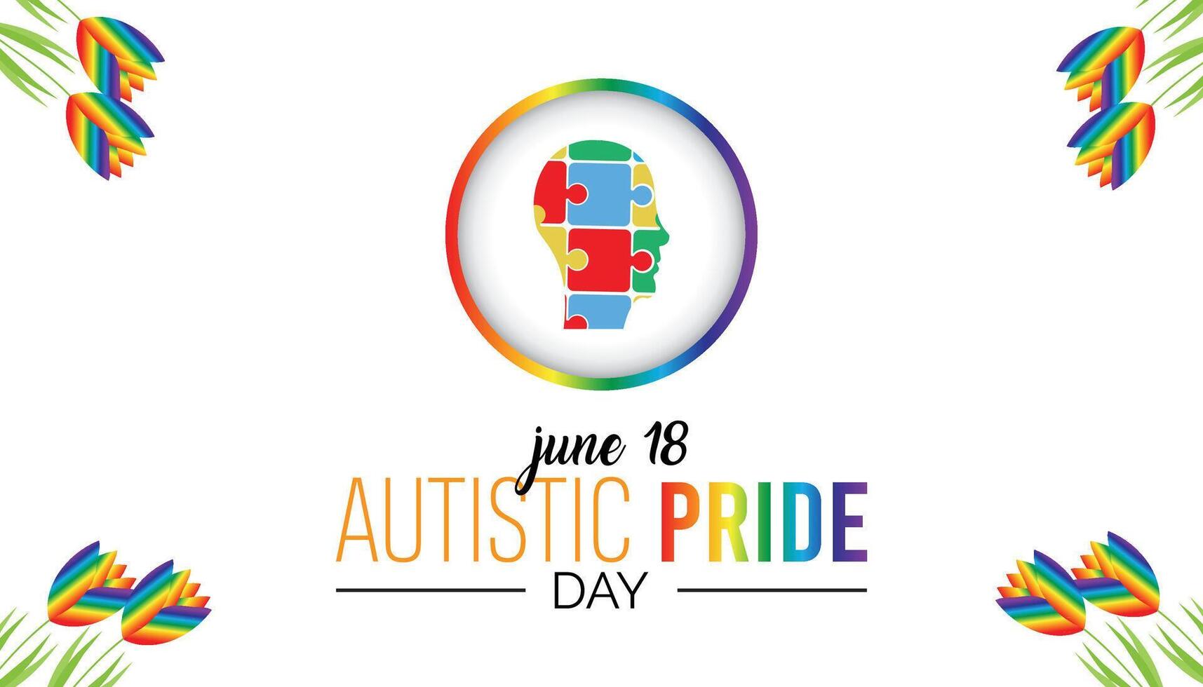 Autistic Pride Day observed every year in June. Template for background, banner, card, poster with text inscription. vector