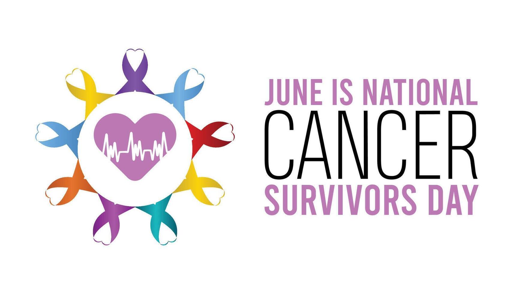 National Cancer Survivors Day observed every year in June. Template for background, banner, card, poster with text inscription. vector