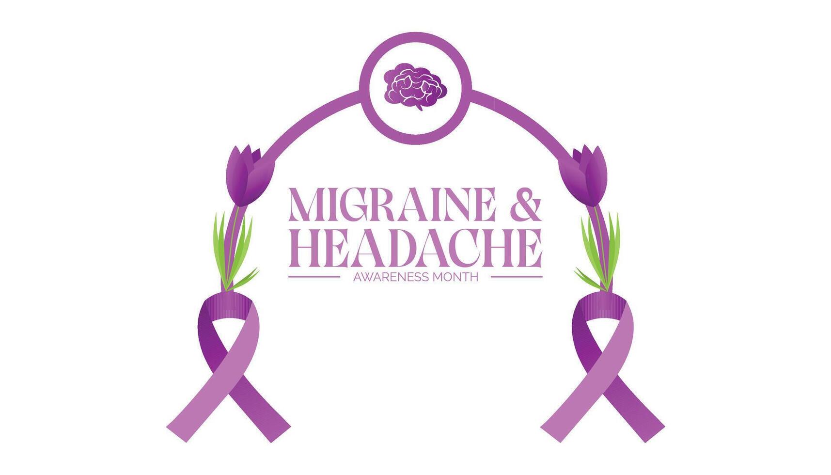 Migraine AND Headache awareness month observed every year in June. Template for background, banner, card, poster with text inscription. vector