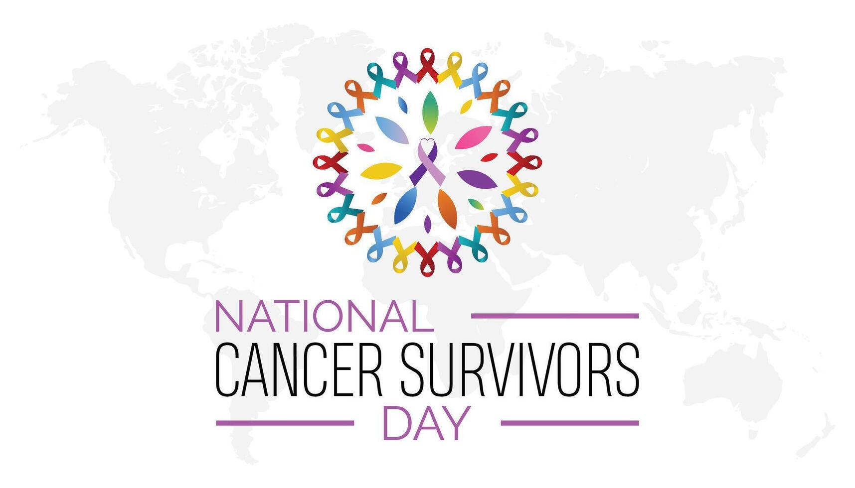 National Cancer Survivors Day observed every year in June. Template for background, banner, card, poster with text inscription. vector