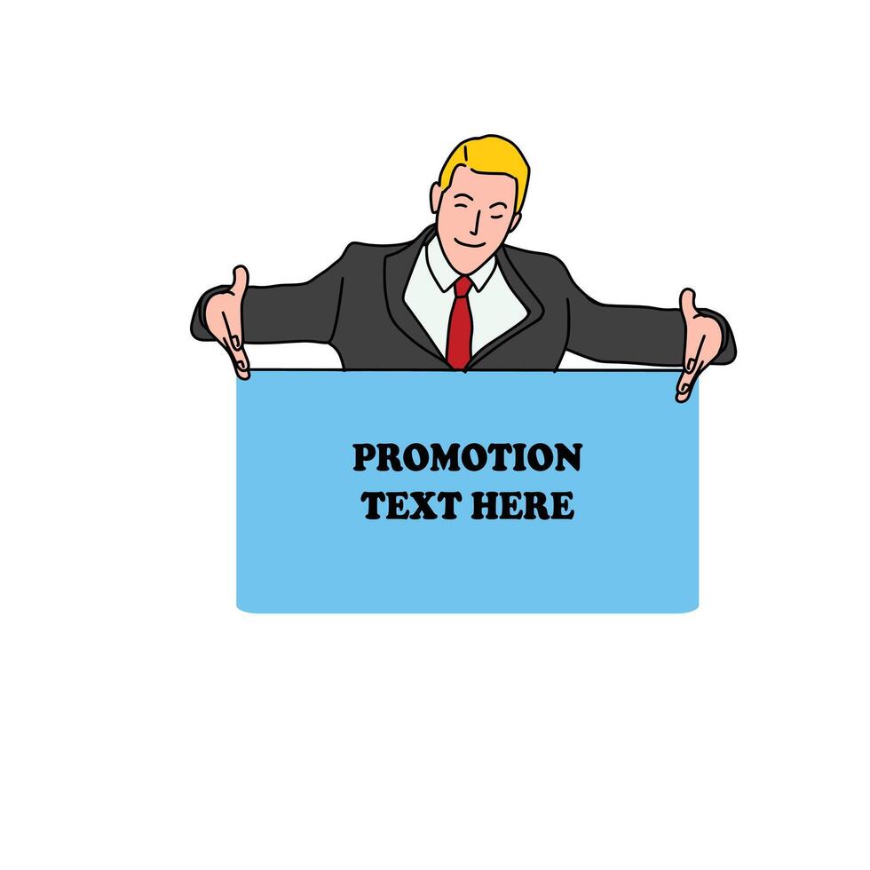 Flat illustration. promotional posing characters. There is space for your text on the banner vector