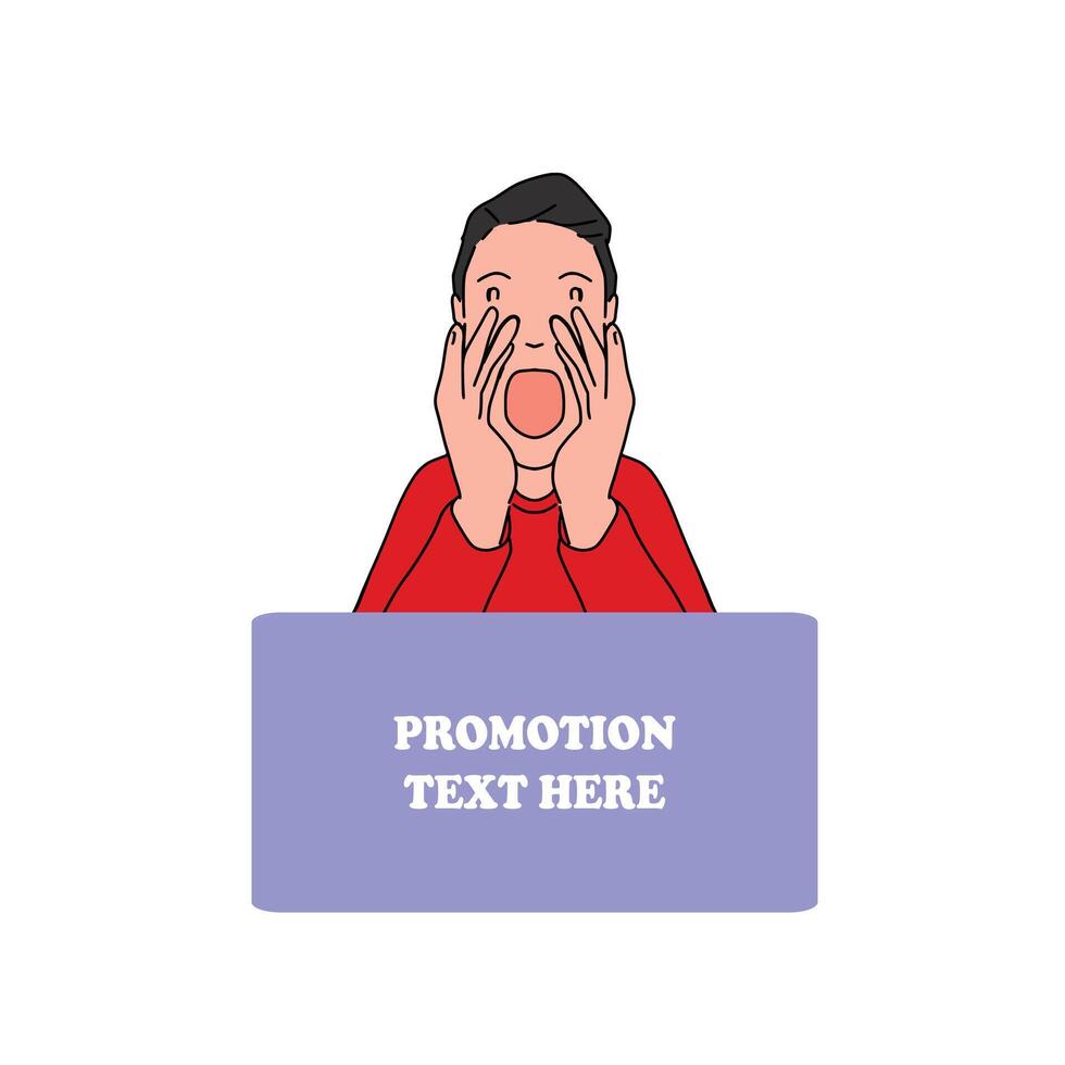 Flat illustration. promotional posing characters. There is space for your text on the banner vector