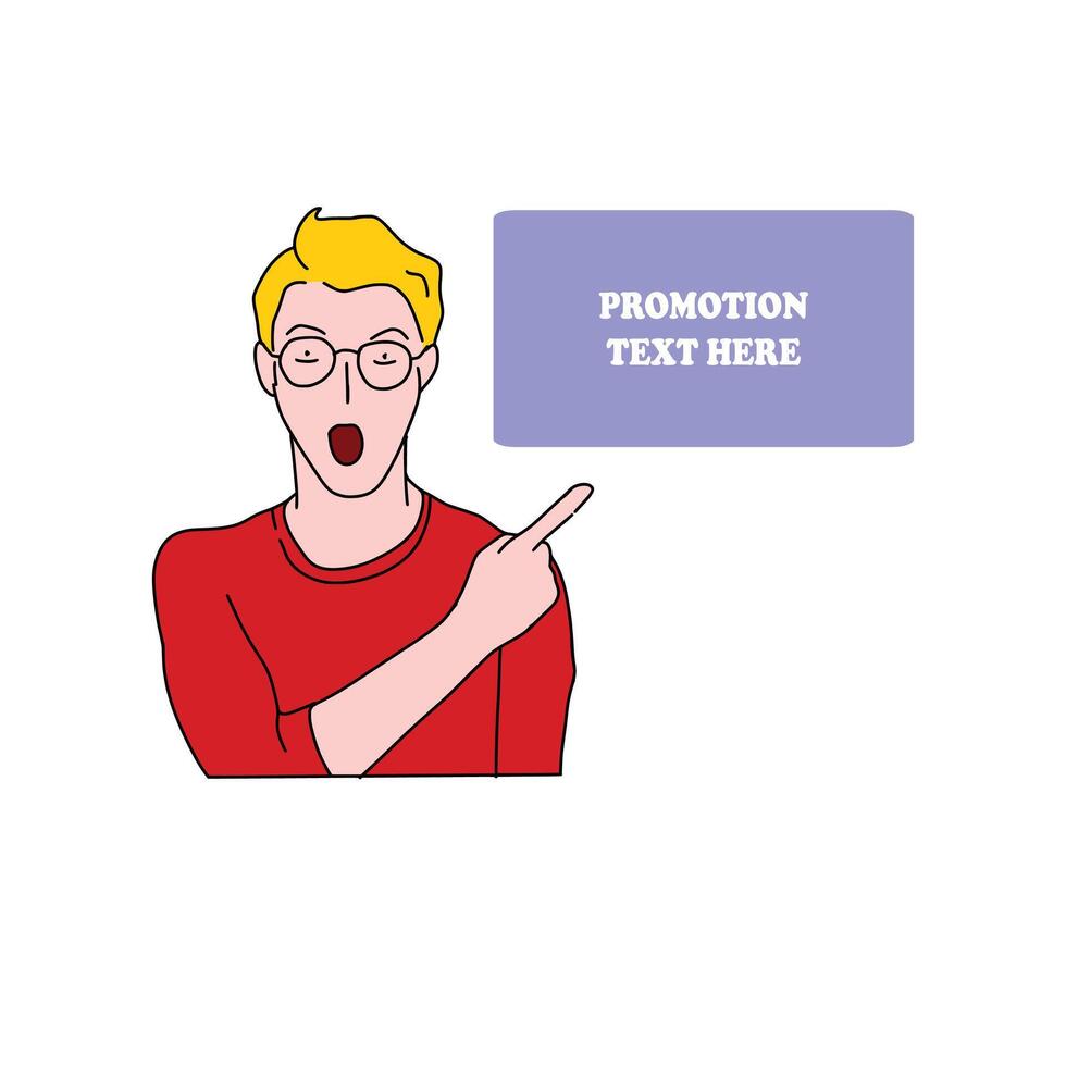 Flat illustration. promotional posing characters. There is space for your text on the banner vector