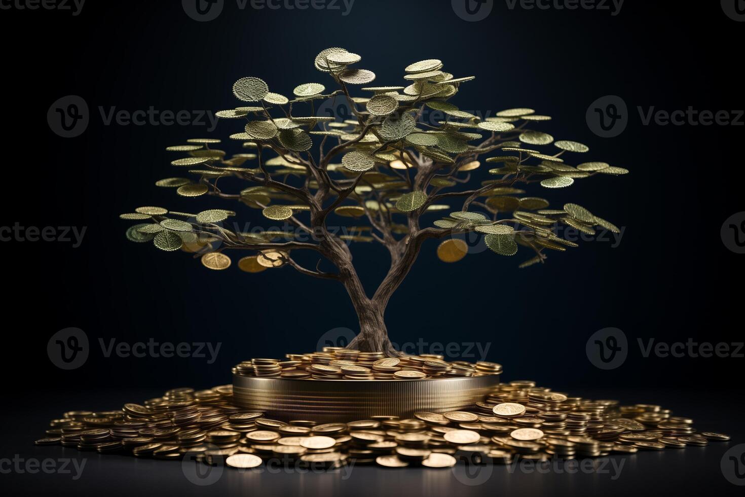 money tree sprouting from trunk