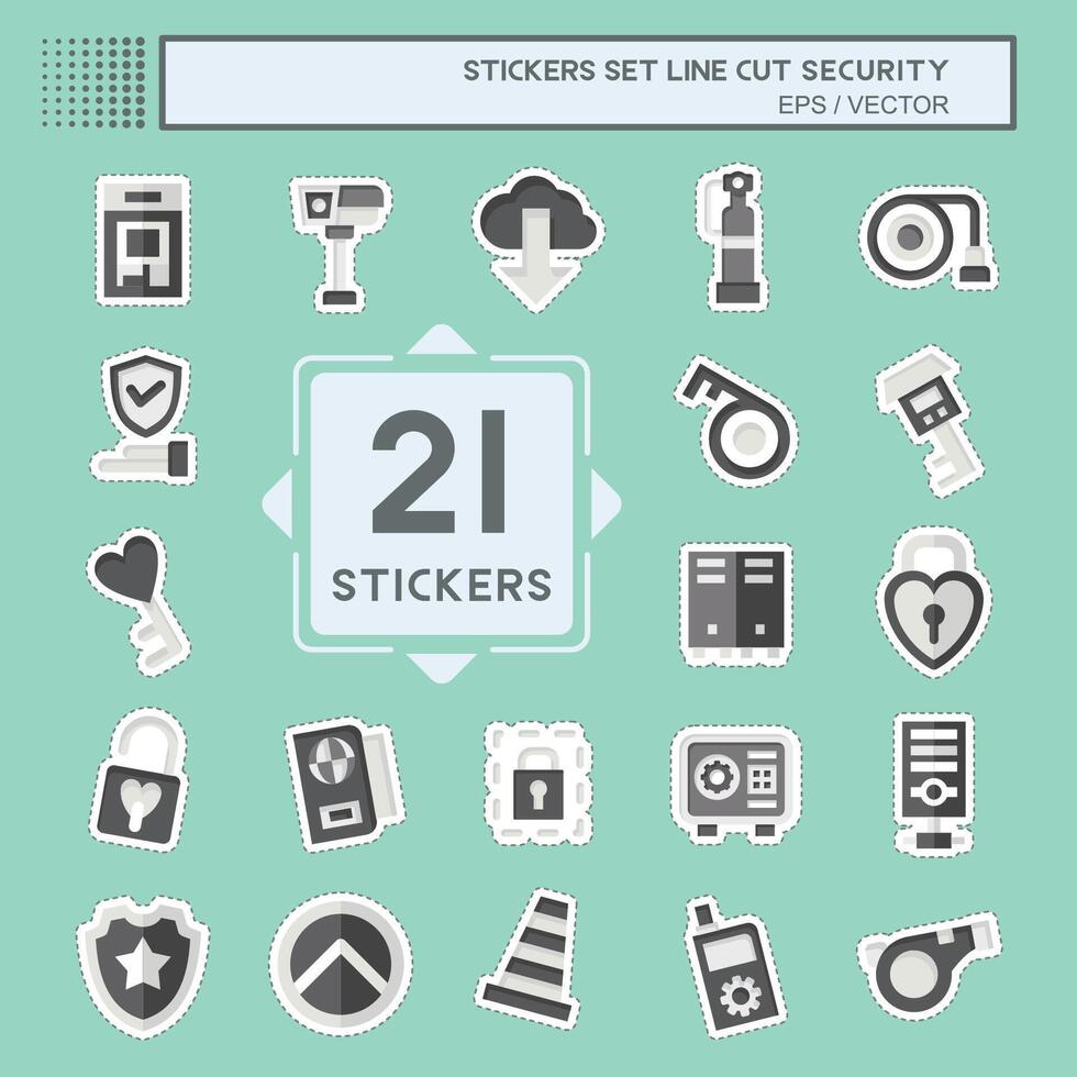 Sticker line cut Set Security. related to Technology symbol. simple design illustration vector