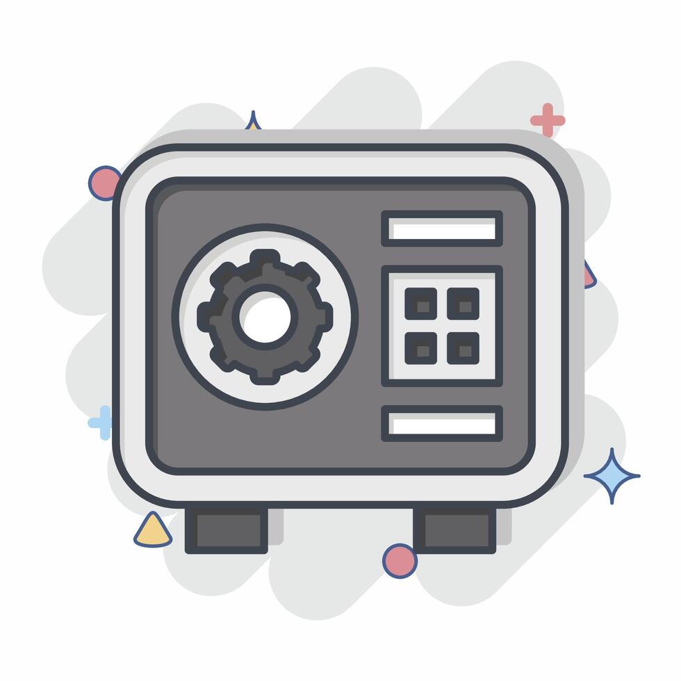 Icon Safebox. related to Security symbol. comic style. simple design illustration vector