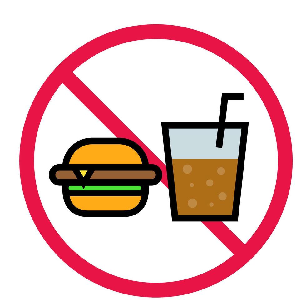 Fast food prohibited. Diet. Dietary restriction. . vector