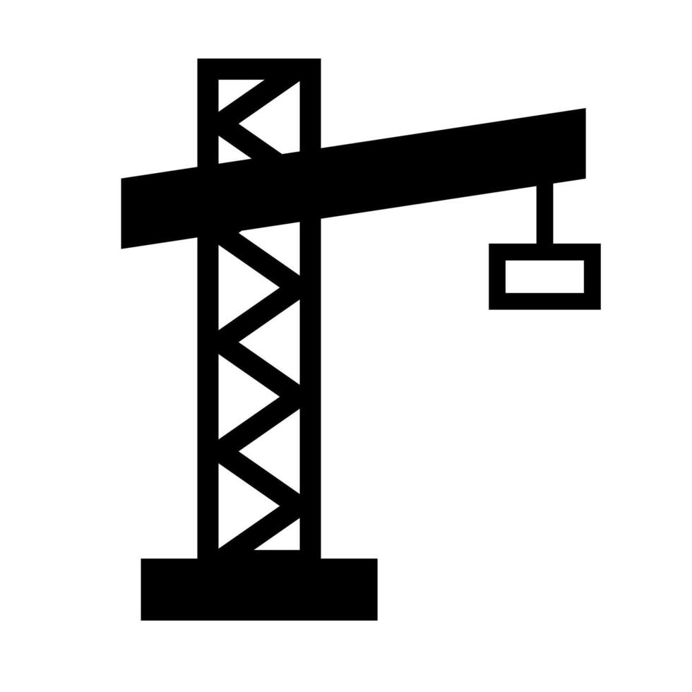 Tower crane silhouette icon. Construction work icon. vector