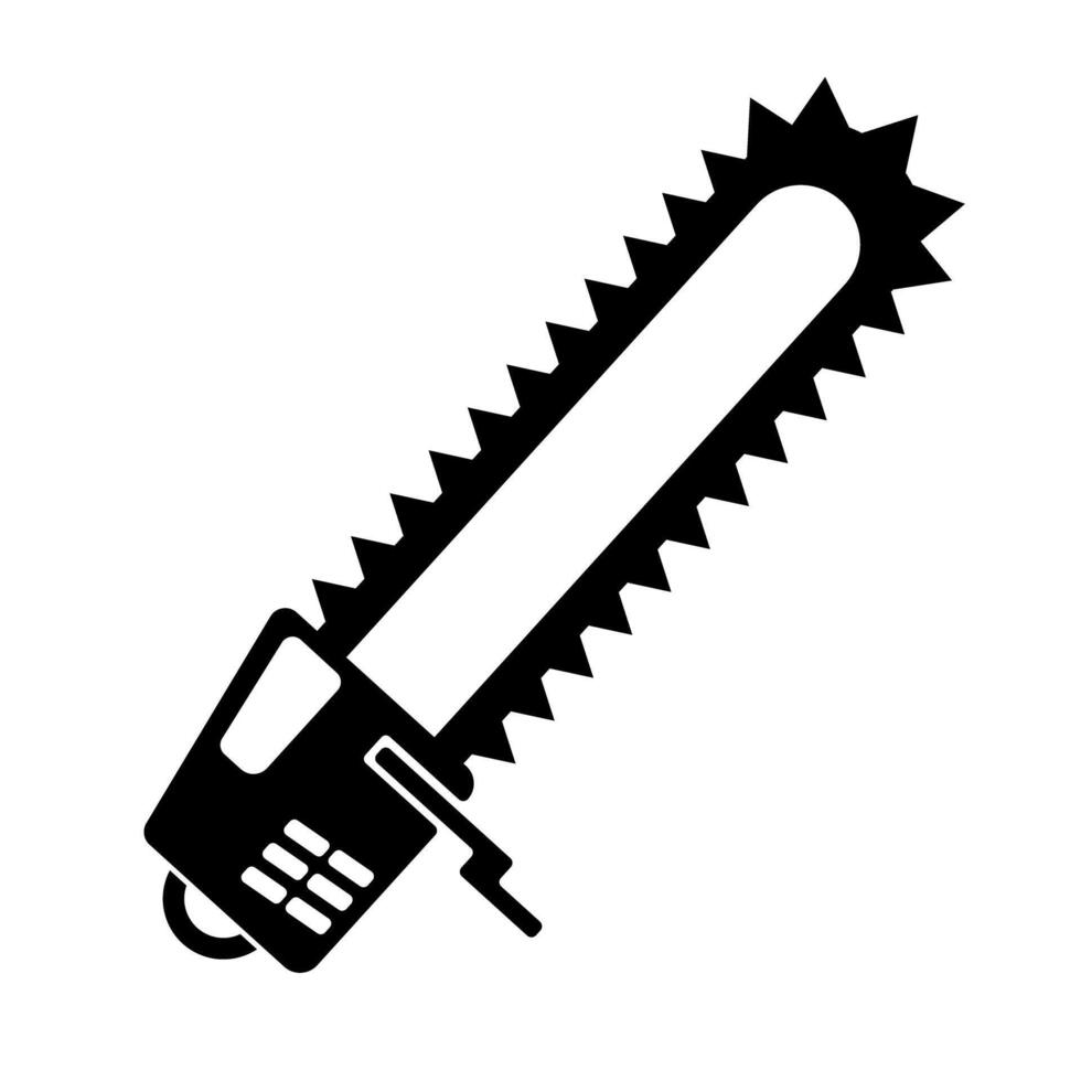 Chainsaw silhouette icon. Cutting tool. vector