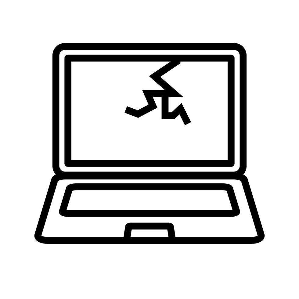 Broken laptop icon. Damaged computer. vector
