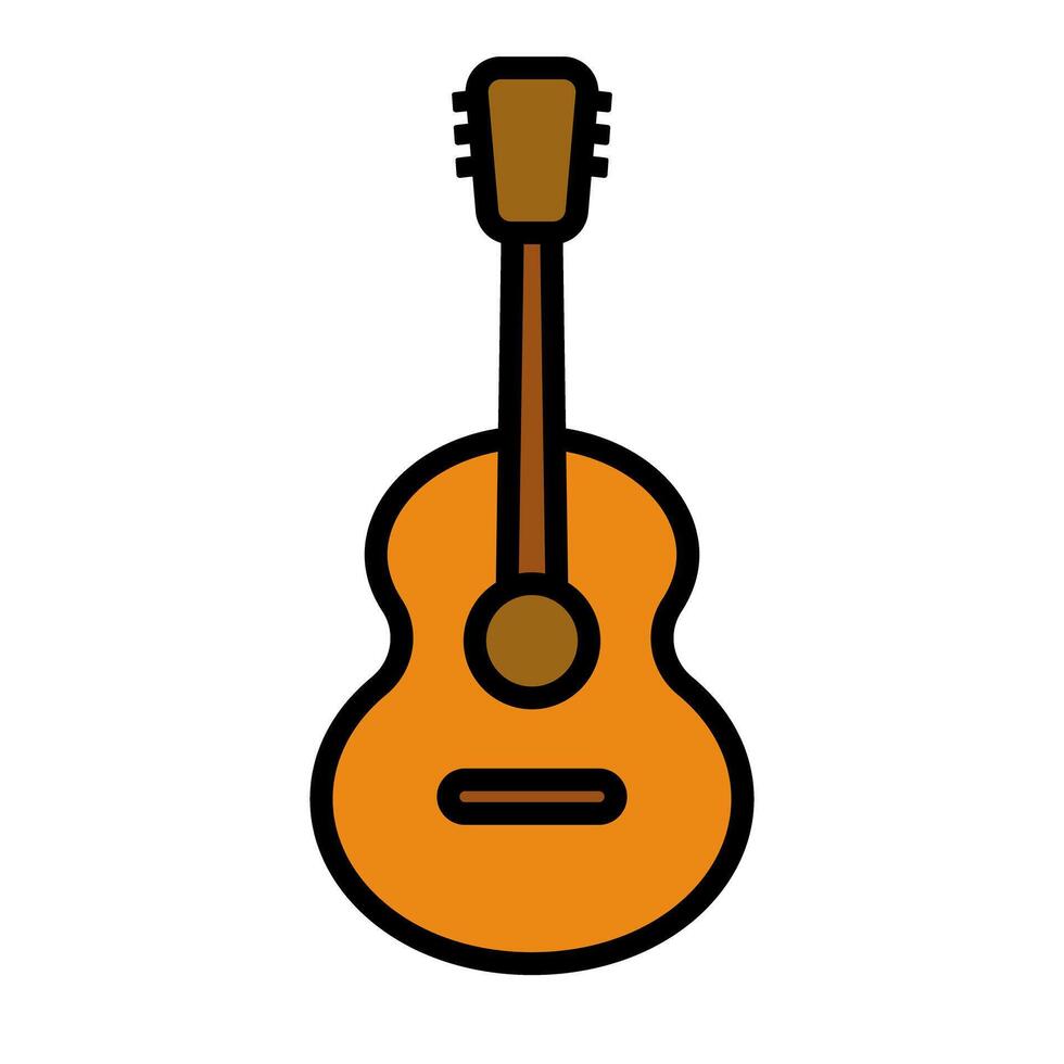 Guitar music icon. Stringed instrument playing. vector