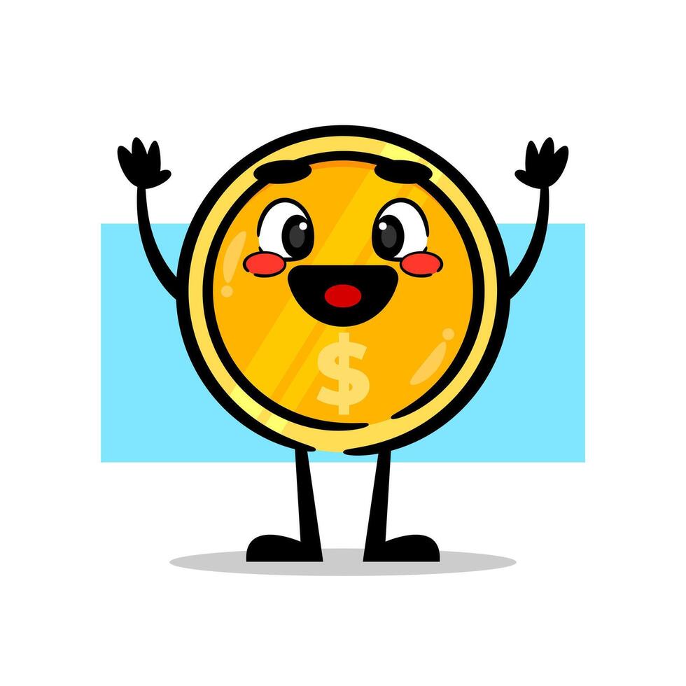 cute coin mascot with a happy expression. cute money mascot about finance. vector