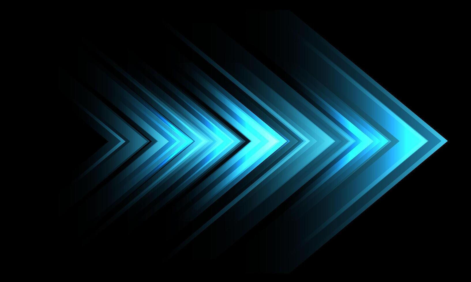 Abstract blue arrow light speed direction geometric technology on black technology design background vector