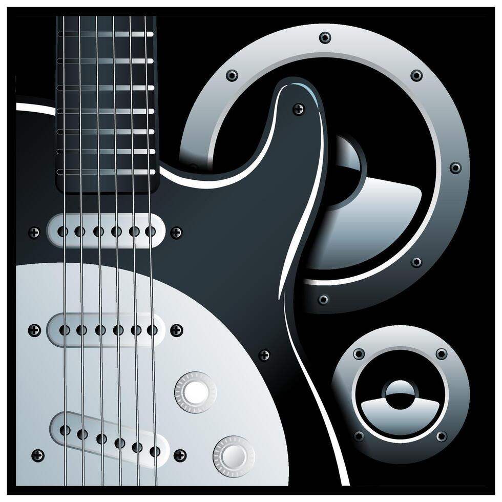 Electronic guitar and speaker system vector
