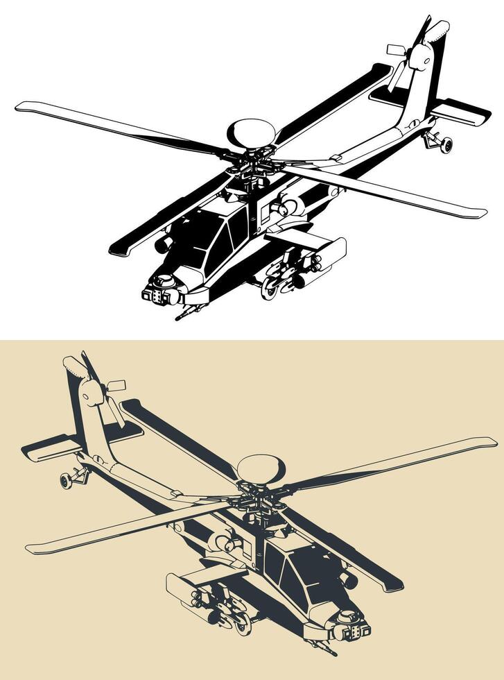 AH-64 Apache illustrations vector