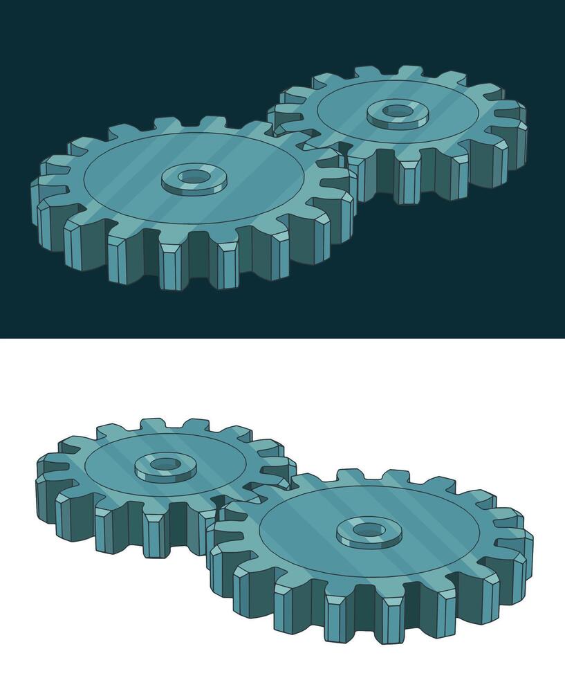 Gears color illustrations vector