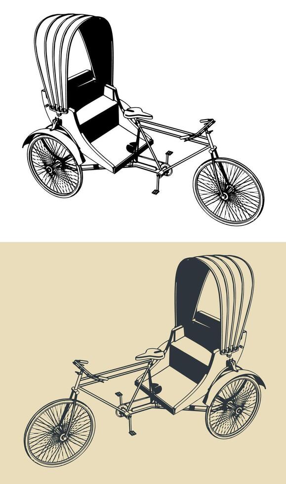 Rickshaw vehicle illustration vector
