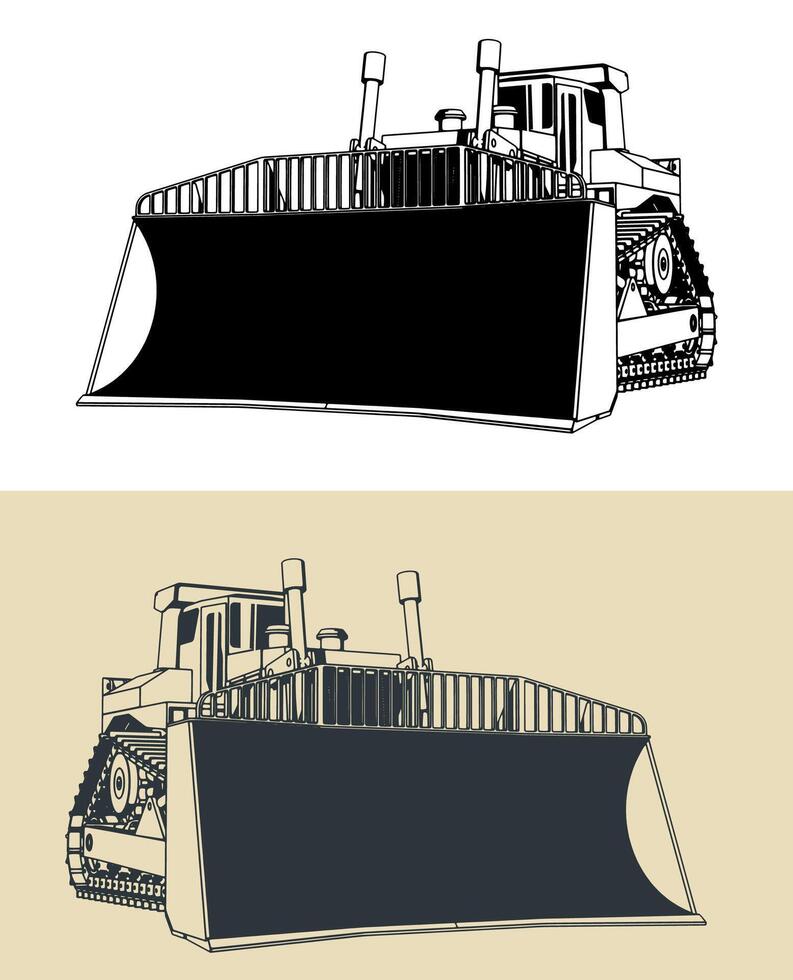 Heavy duty crawler dozer vector