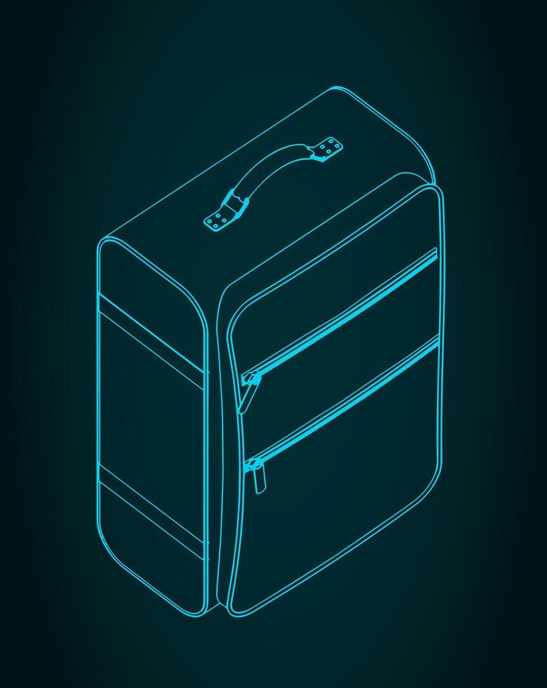 Travel suitcase isometric blueprint vector