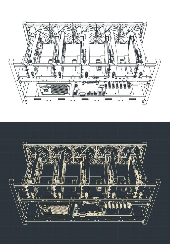 Mining farm close-up illustration vector
