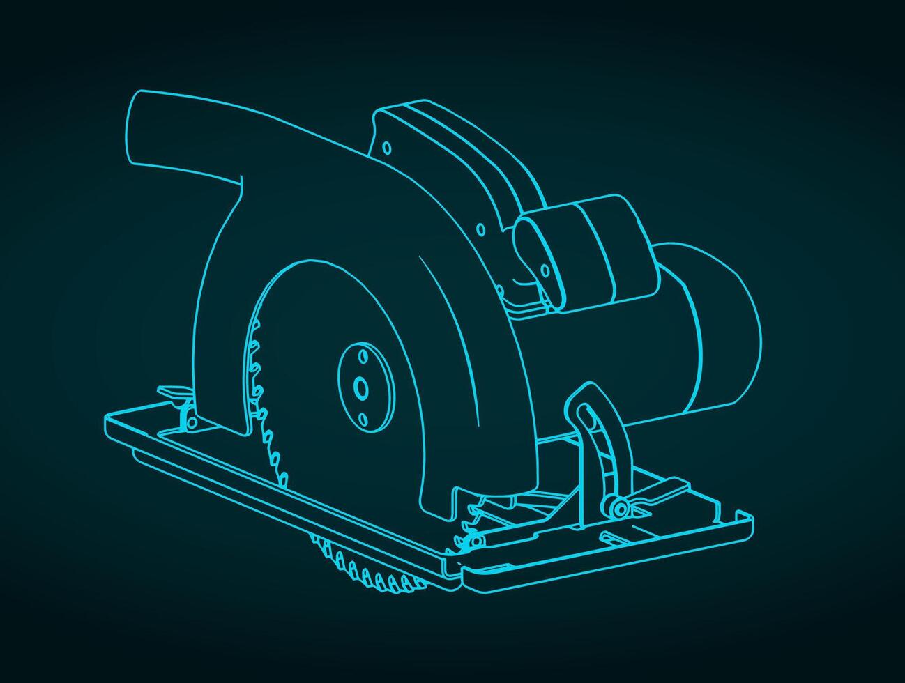Circular saw isometric blueprint vector