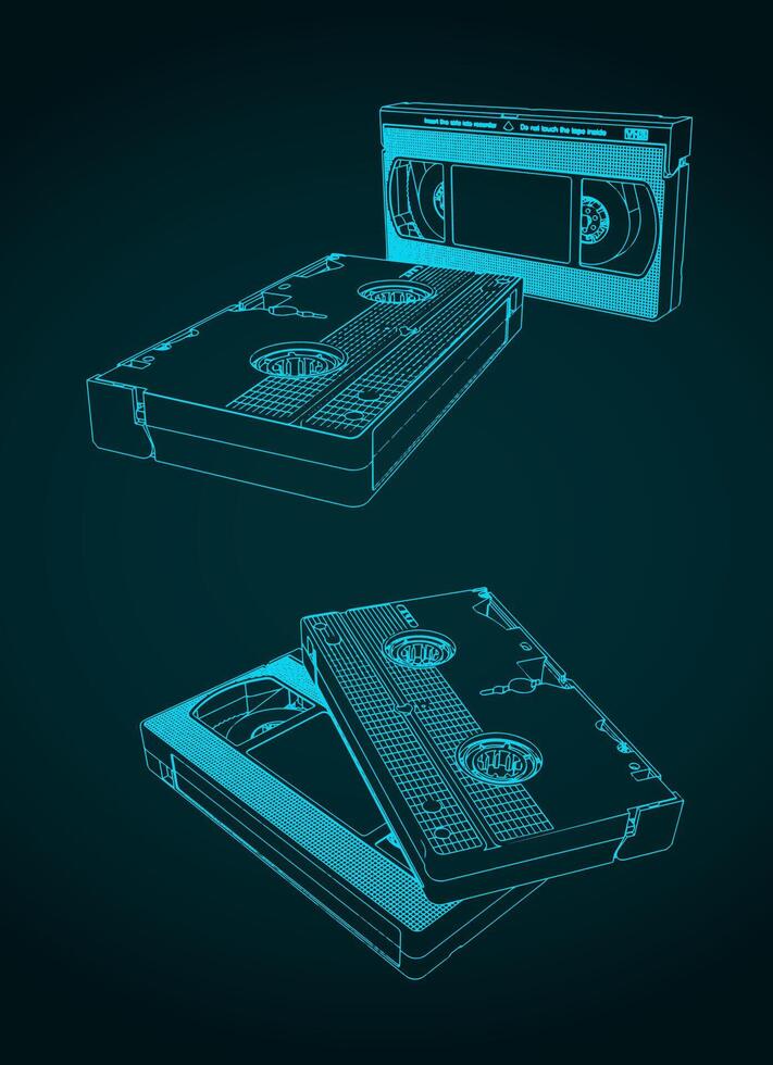 VHS cassettes illustrations vector