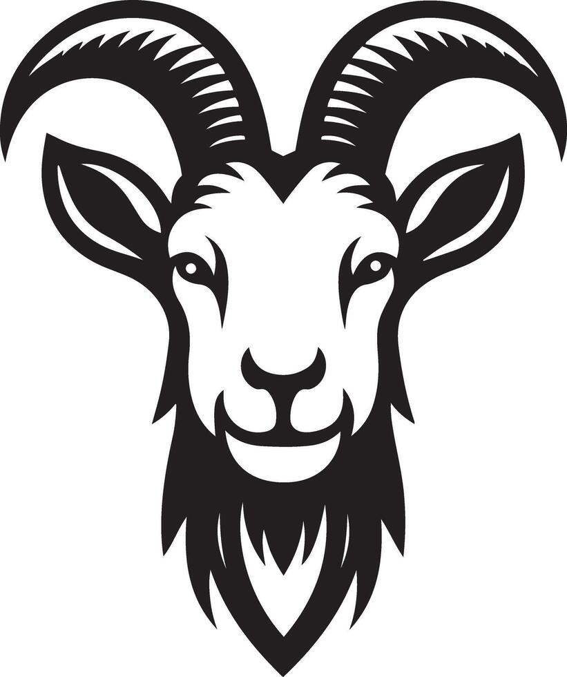 Goat head with horns silhouette illustration. vector
