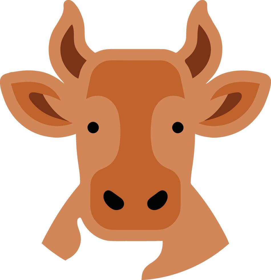 Cow face icon illustration flat style front. vector