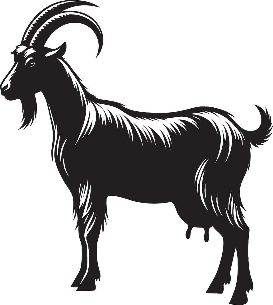 Black goat farm animal silhouette illustration. vector