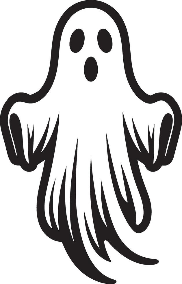 Halloween concept white ghost with black eyes. Cute cartoon spooky character. vector