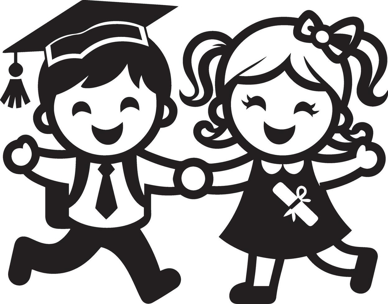 Happy graduation boy and girl illustration for Children's day. vector