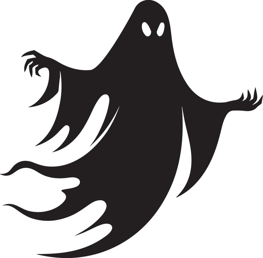 Halloween ghost illustration. Silhouette of spooky character. Scary ghostly monsters. vector