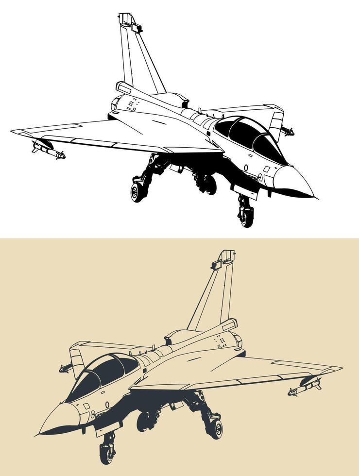 Carrier-based military jet illustrations vector