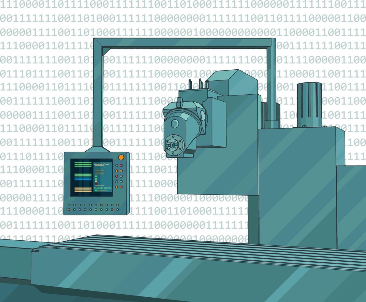 Factory line with control panel vector