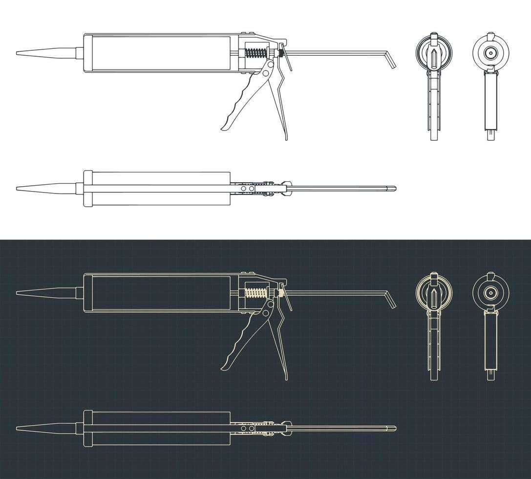 Caulking gun blueprints vector