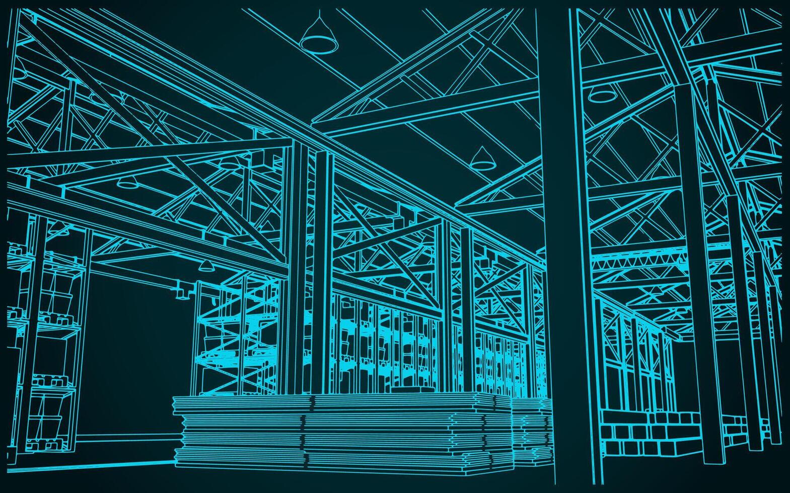 Large warehouse sketch vector