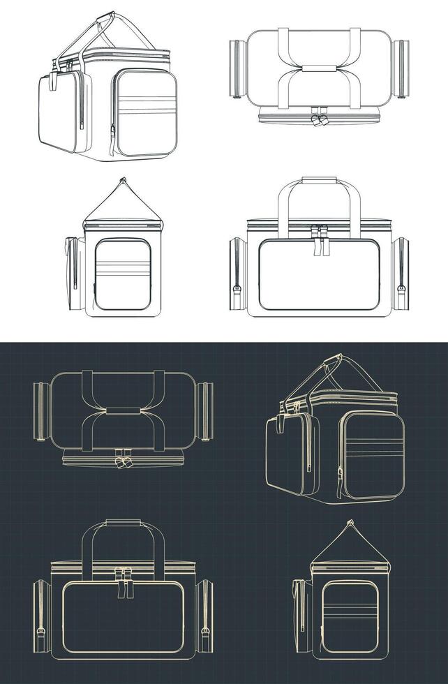 First aid bag blueprints vector