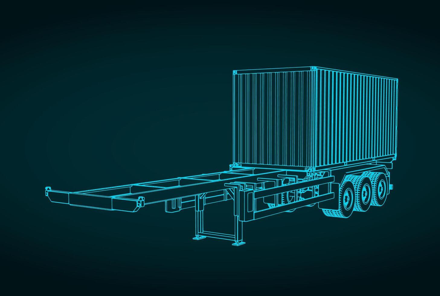 Container trailer drawing vector