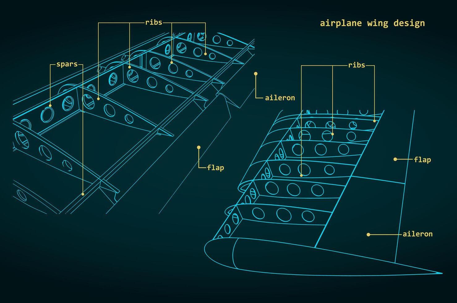 Airplane wings drawings vector